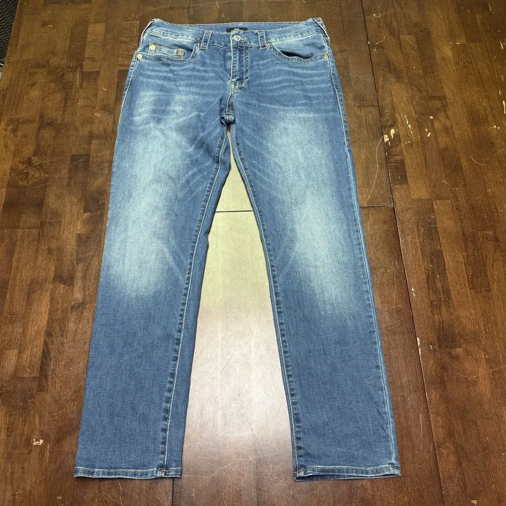 True Religion Geno‎ Relaxed Slim Jeans Mens 33 (fits 35x32) Fade Wash Stretch